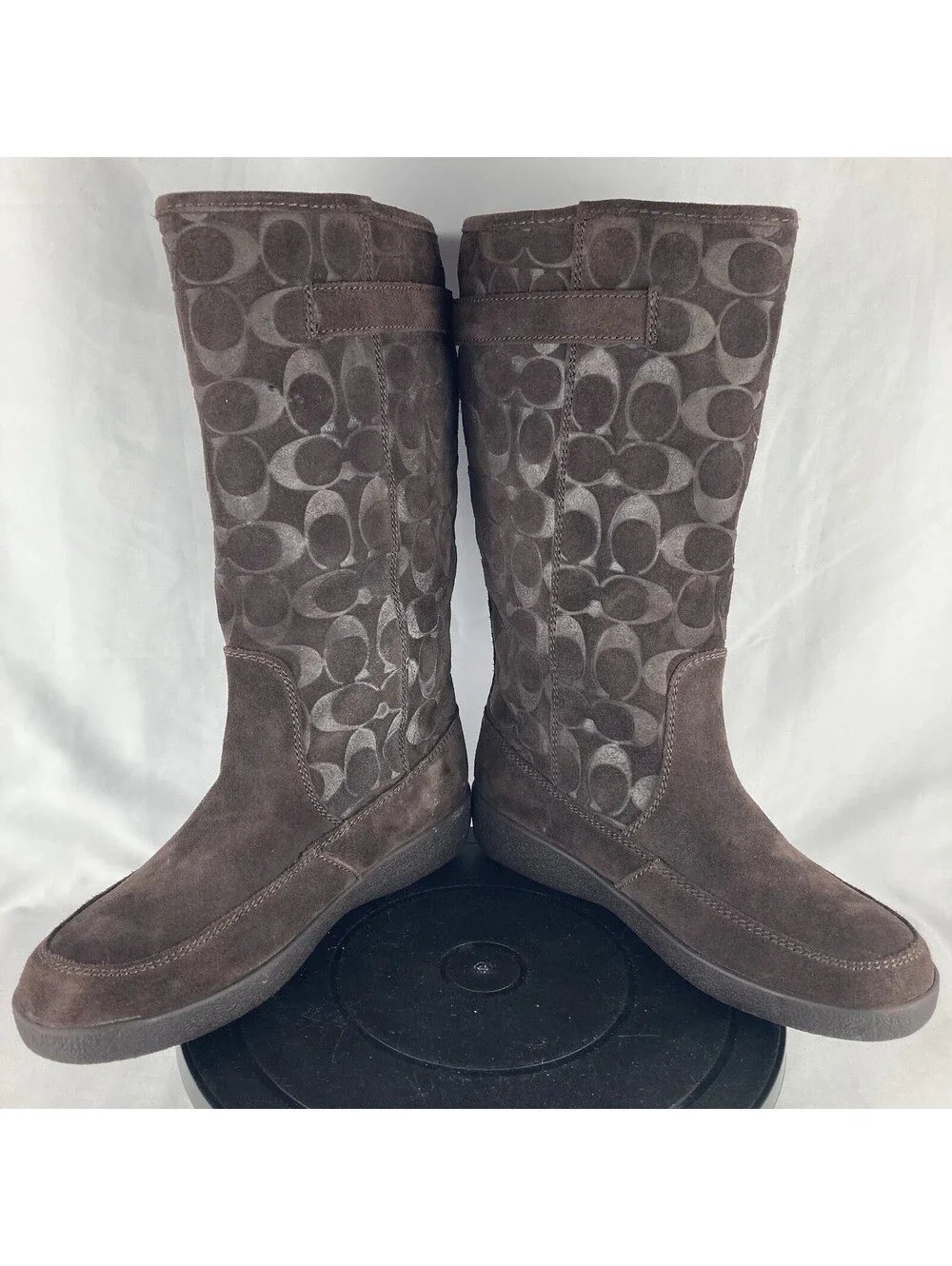 NEW Women’s Size 7 Coach Tanesha Suede Boots Chestnut Signature C A7308 Mid-Calf